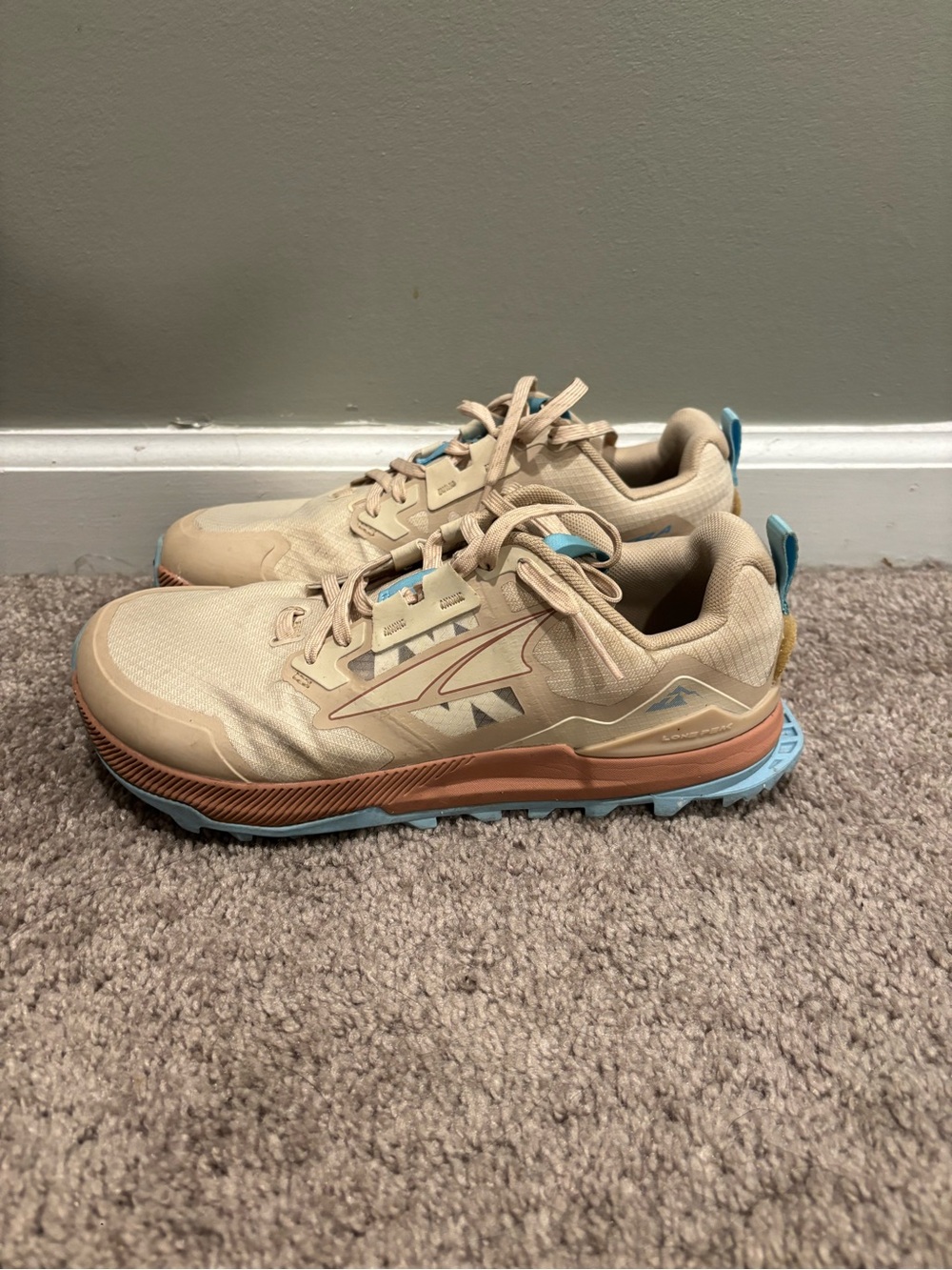 Altra Lone Peak 7 Trail Running Shoes Womens 8 Beige/Blue Sneakers AL0A7R7G922